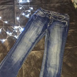 Medium wash boot cut denim jeans!